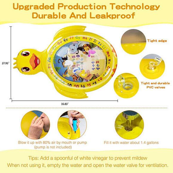 Tummy Time Water Play mat Baby & Toddlers Inflatable PVC Fun time Playmat Summer - Picture 5 of 12